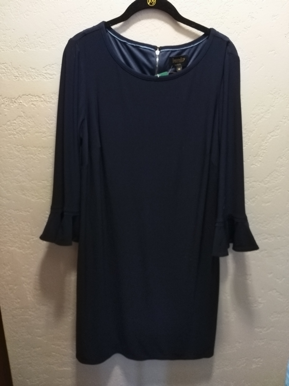 Laundry By Shelli Segal Navy Long-Sleeve Shift Dress with Ruffle Cuffs